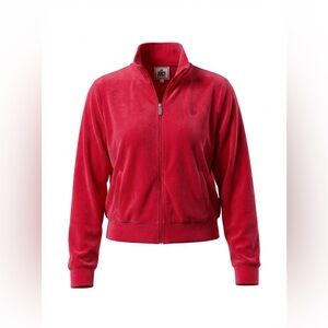 Y2K Juicy Couture Women's Pink/Red Track Hoodie/Jacket Size Large P2P 20”